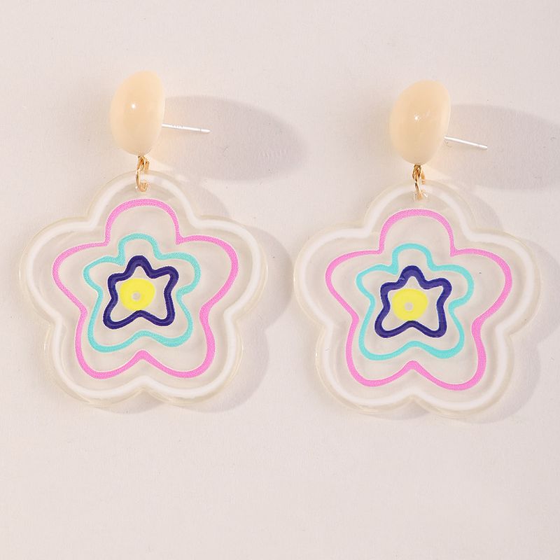 Nihaojewelry Contrast Color Resin Five-pointed Star Earrings Wholesale Jewelry