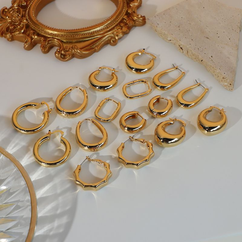 Pendientes Geométricos Chapados En Oro De Cobre Simple De La Joyería Al Por Mayor De Nihaojewelry