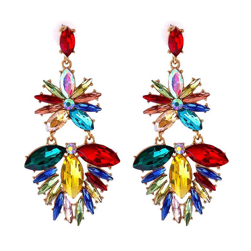 Nihaojewelry Fashion Color Diamond Alloy Geometric Earrings Wholesale Jewelry