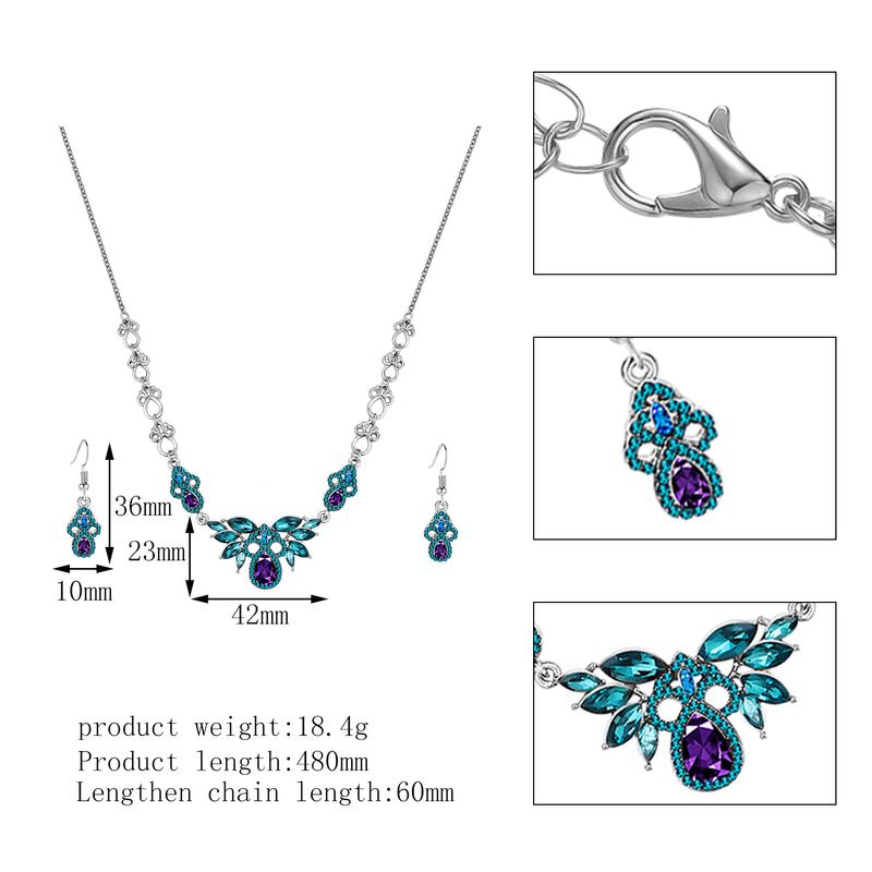 Wholesale Jewelry Blue Heart Necklace Earrings Set Nihaojewelry