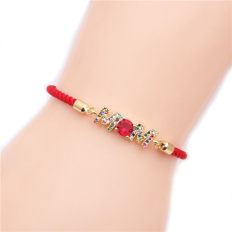 Wholesale Simple Red String Copper Inlaid Zircon Adjustable Bracelet Nihaojewelry