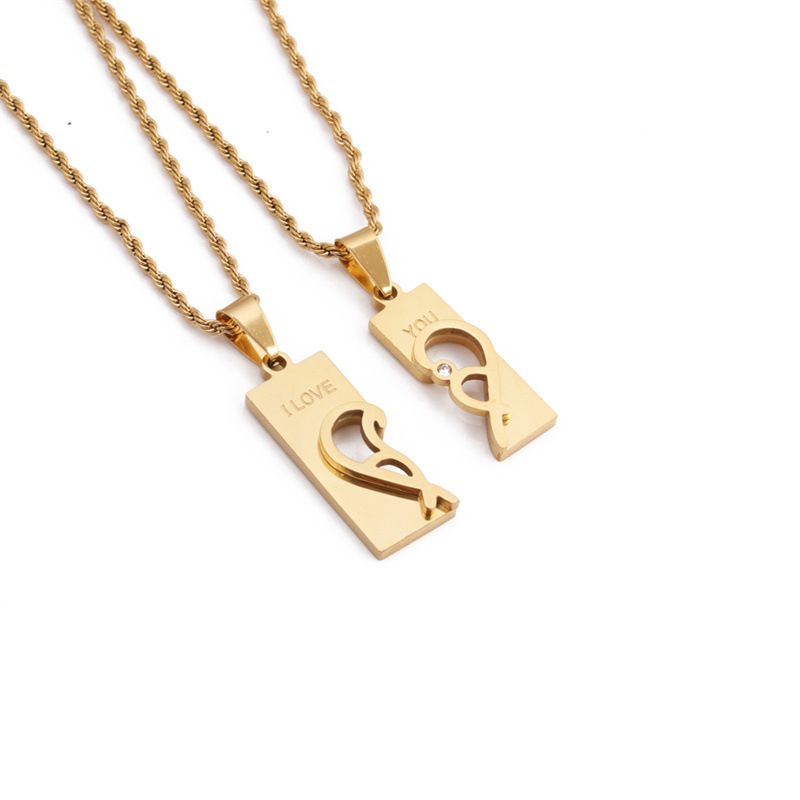 Nihaojewelry Retro Twist Chain Letter Heart Pendant Stainless Steel Necklace Wholesale