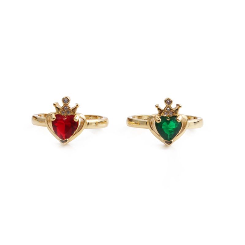 Nihaojewelry Micro-inlaid Zircon Crown Heart Copper Adjustable Ring Wholesale Jewelry
