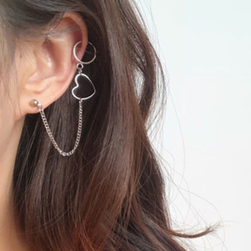 Nihaojewelry Bijoux En Gros Mode Coeur Creux Cercle Chaîne Gland Boucles D&#39;oreilles En Alliage