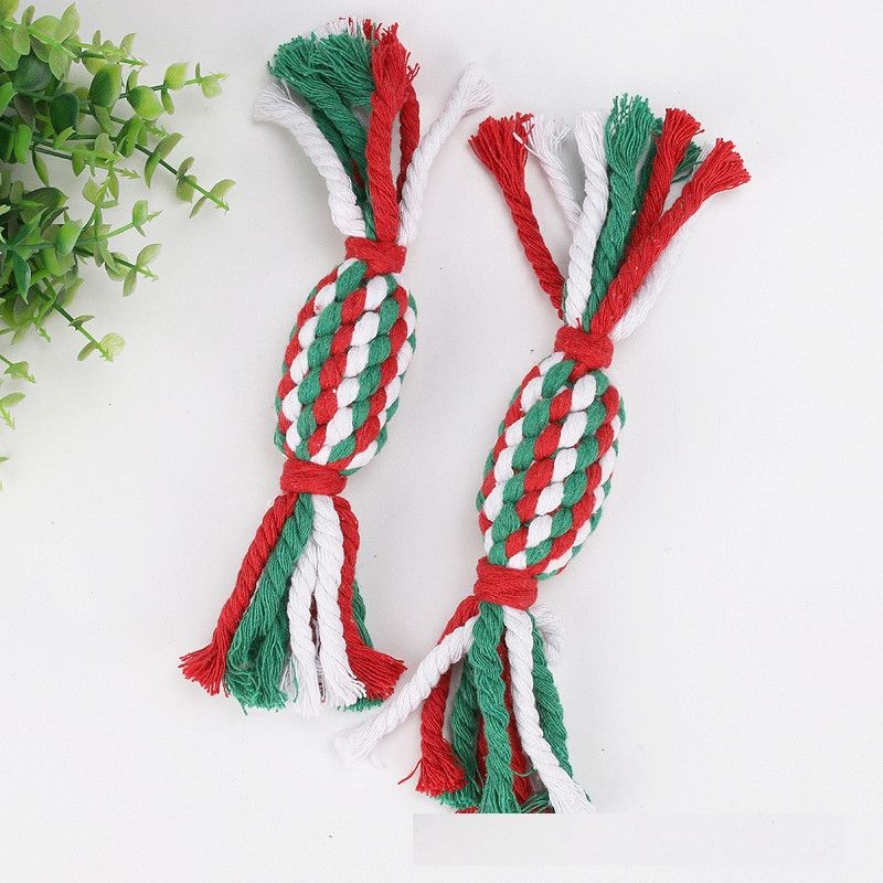Wholesale Simple Christmas Candy Color Cotton Rope Knot Pet Toy Nihaojewelry