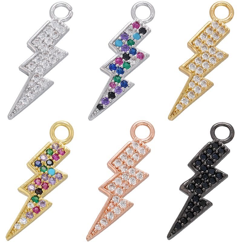 Wholesale Micro-inlaid Colored Diamond Lightning Pendant Nihaojewelry