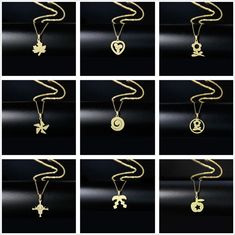 Wholesale Fashion Stainless Steel Leaf Heart Pendent Clavicle Chain Nihaojewelry