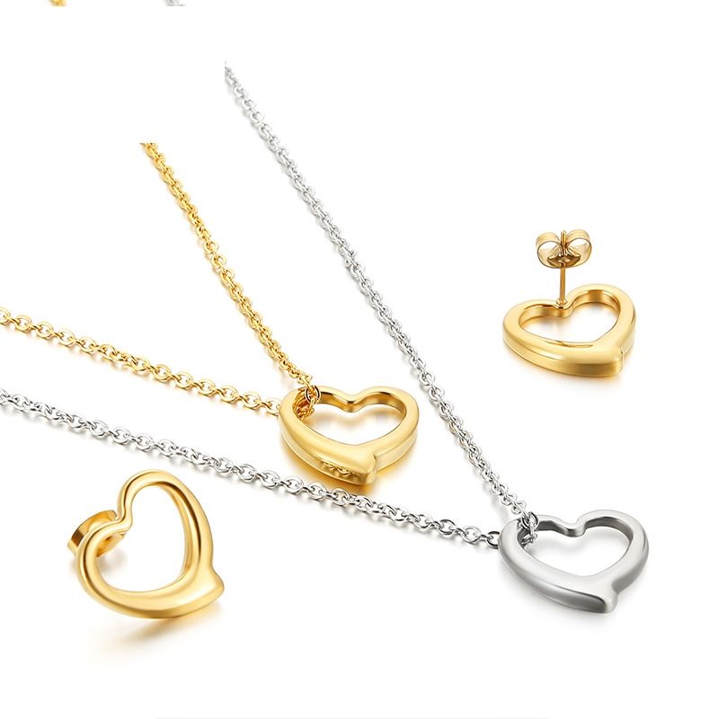 Titanium Steel 18K Gold Plated Fashion Heart