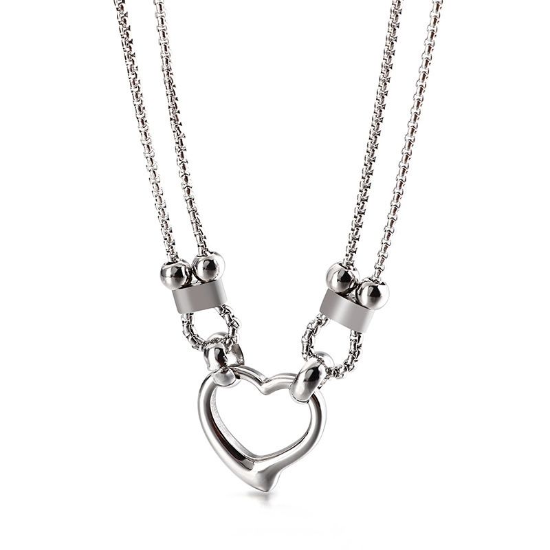 Titanium Steel 18K Gold Plated Fashion Polishing Heart Necklace