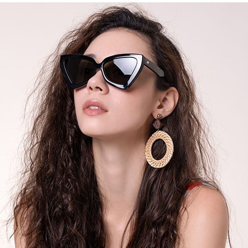 New Cat Eye Irregular Frame Solid Color Leopard Sunglasses Wholesale Nihaojewelry