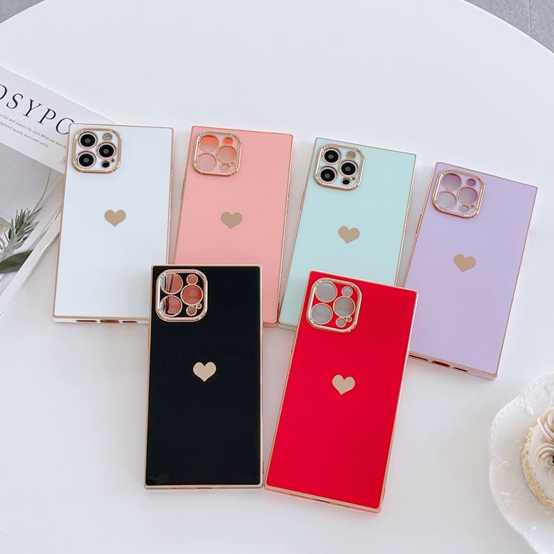Solid Color Square Heart Mobile Phone Protective Cover Wholesale Nihaojewelry