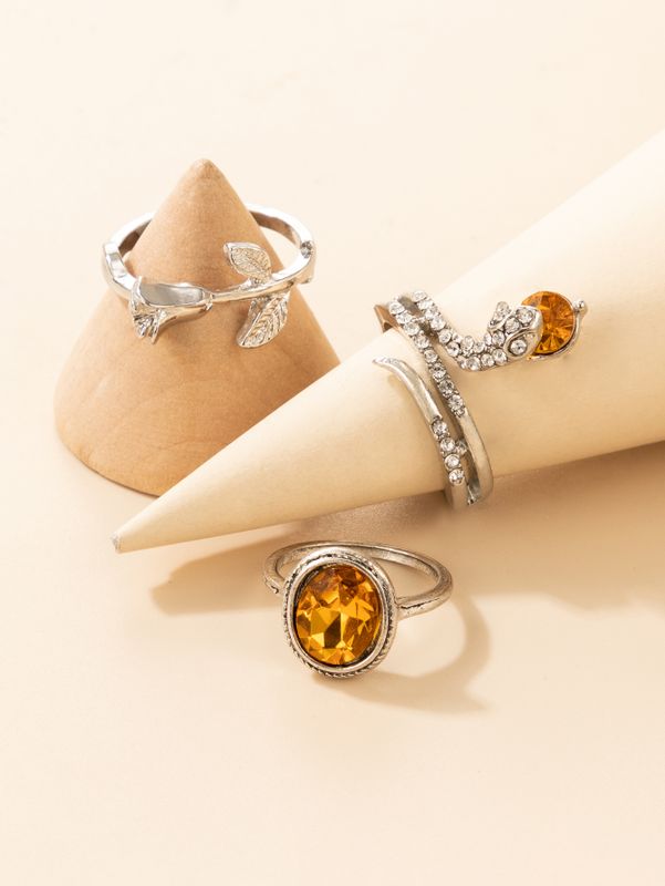 Conjunto De Tres Piezas De Anillo De Serpiente De Diamante Completo De Moda Nihaojewelry Al Por Mayor