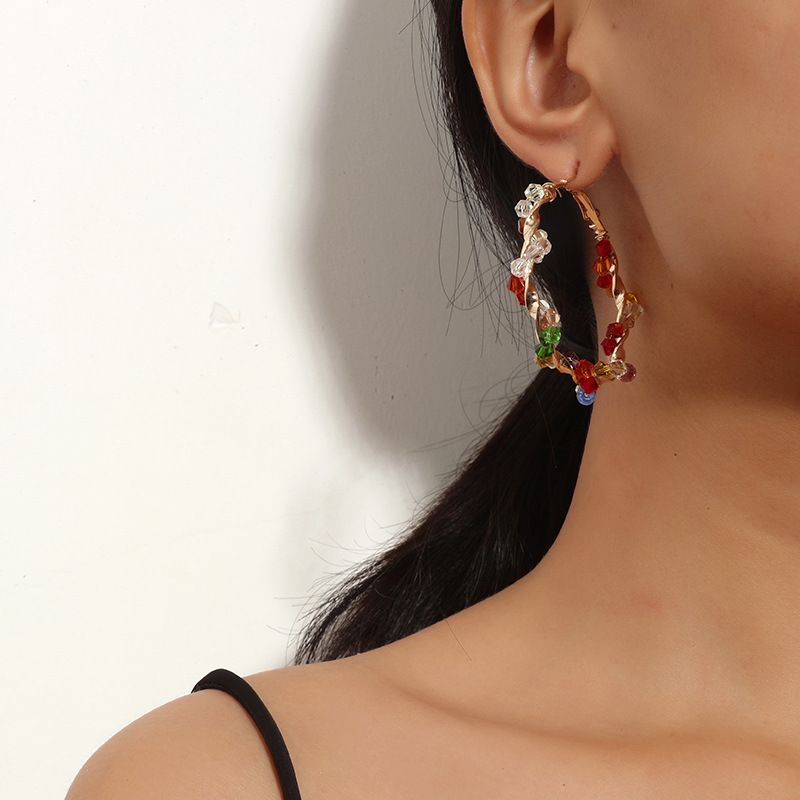 Boucles D&#39;oreilles Cercle De Perles De Riz À Vagues Simples En Gros Nihaojewelry