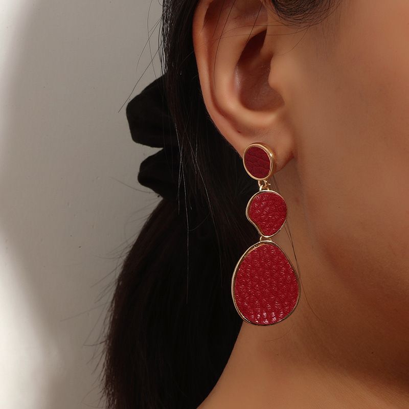 Fashion Long Geometric Leather Earrings Wholesale Nihaojewelry