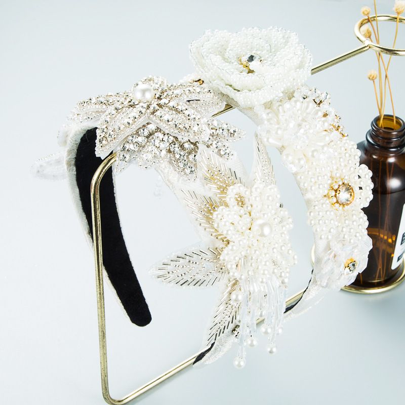 Barock-stil Handgemachte Perlen Strass Blumenstirnband Großhandel Nihaojewelry