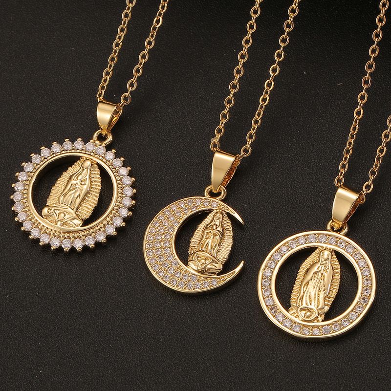 New 18k Gold Virgin Mary Pendant Copper Necklace Wholesale Nihaojewelry