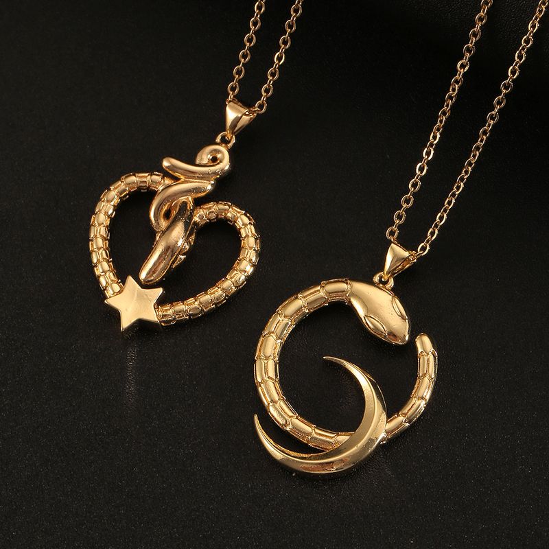Fashion Star And Moon Cobra Pendant Copper Necklace Wholesale Nihaojewelry