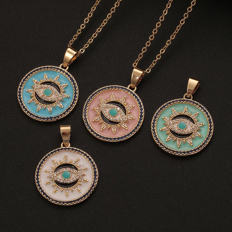 Fashion Geometric Lucky Eye Drop Oil Pendant Necklace Wholesale Nihaojewelry