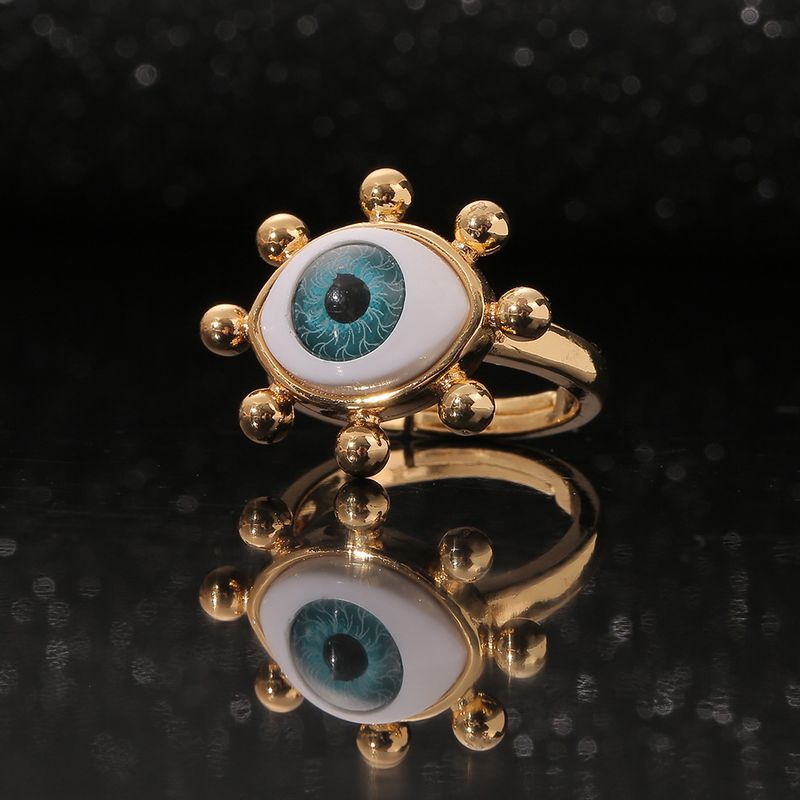 Fashion Vintage Geometric Eye Copper Inlaid Zircon Ring Wholesale Nihaojewelry