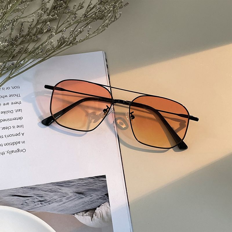 نظارات شمسية بلون واحد معدنية مزدوجة شعاع بسيط أزياء الجملة Nihaojewelry