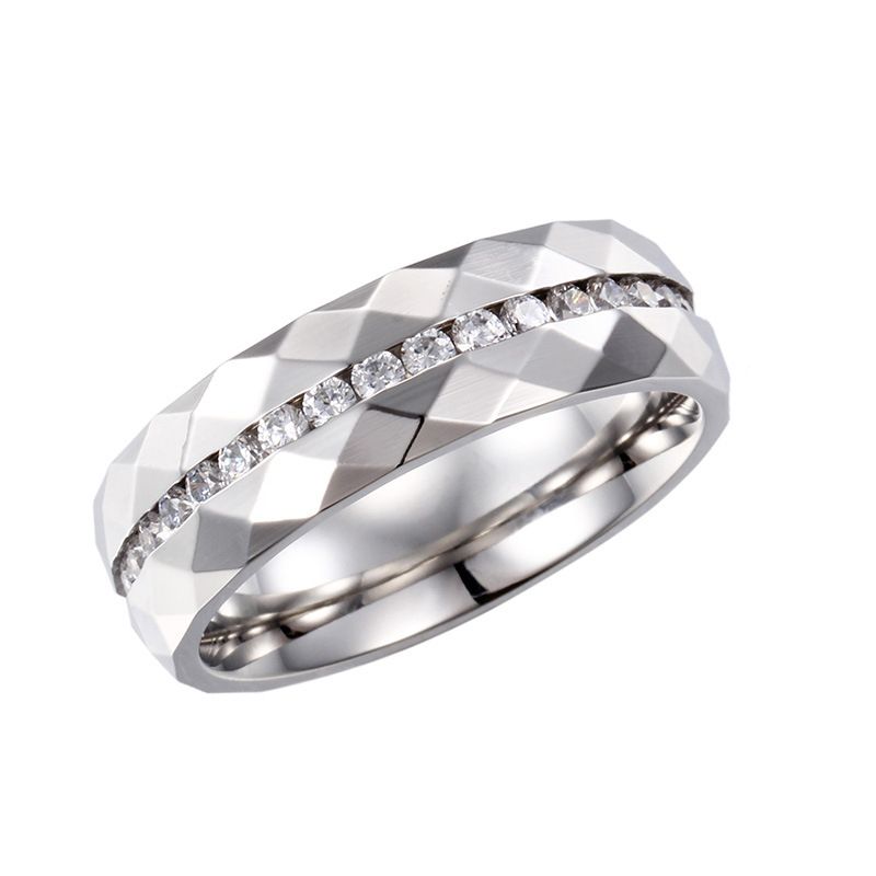 Korean New Zircon Stainless Steel Single Row Full Diamond Ring Wholesale Nihaojewelry