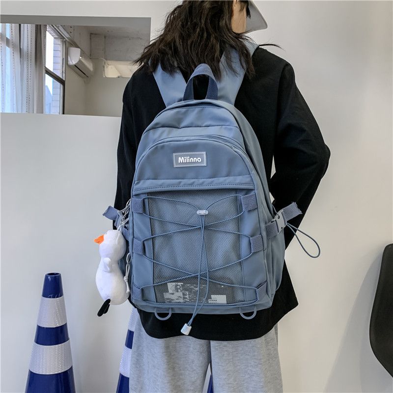 Korean Solid Color Grid Rlarge-capacity Backpack Wholesale Nihaojewelry