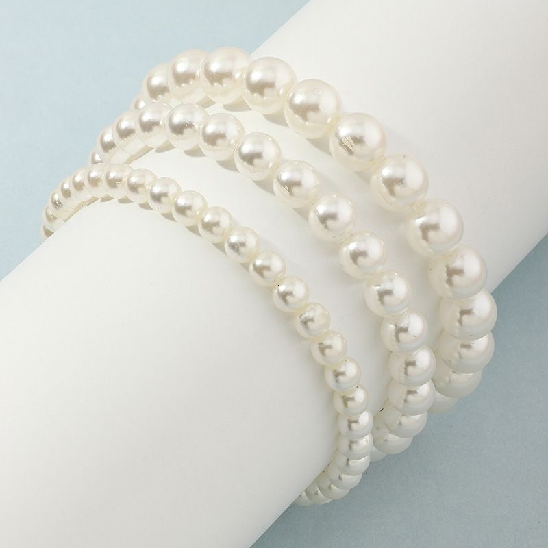 Simple Rice-shaped Pearl Three-piece Children's Bracelet Set Wholesale Nihaojewelry