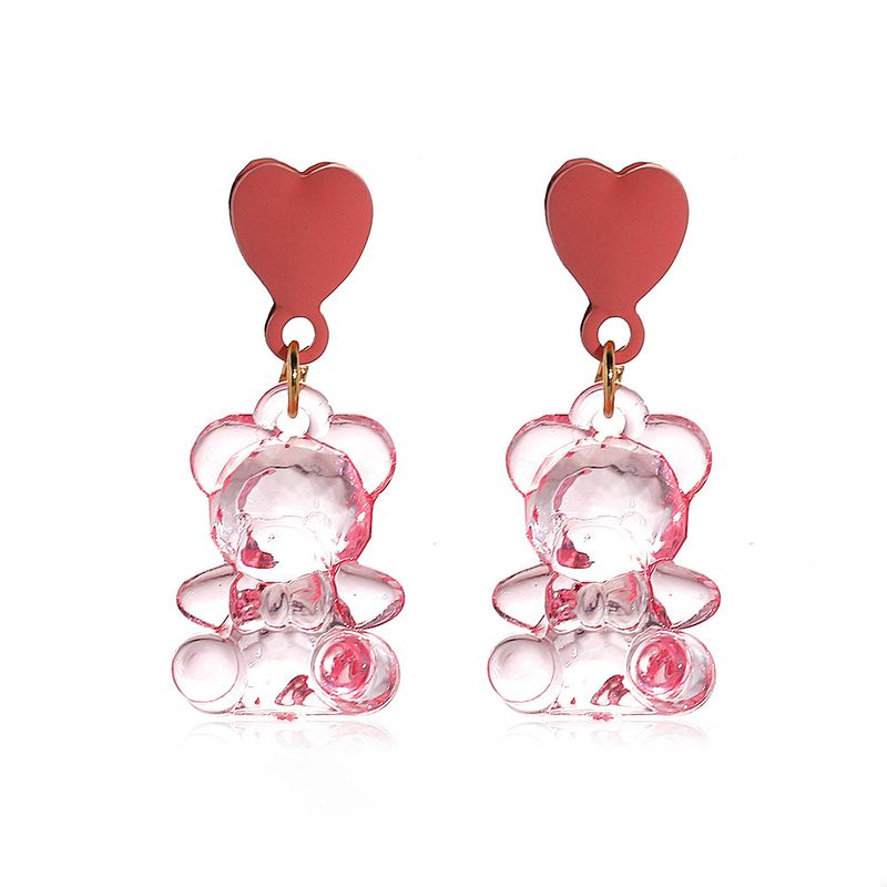 Korean Candy Color Acrylic Bear Earrings Wholesale Nihaojewelry