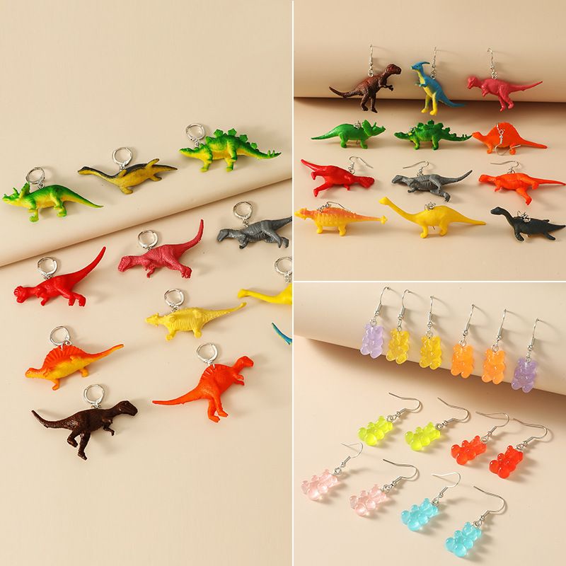 Creative Colorful Gummy Bear Dinosaur Earrings Set Wholesale Nihaojewelry