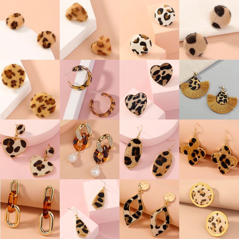 Fashion Plush Leopard Earrings Wholesale Nihaojewelry