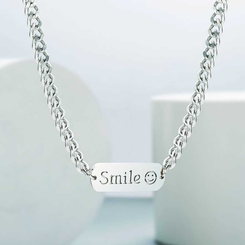 Wholesale Jewelry Geometric Letter Pendant Thick Chain Titanium Steel Necklace Nihaojewelry