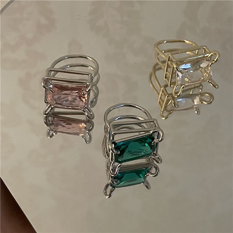 Wholesale Jewelry Square Crystal Gem Hollow Multi-layer Ring Nihaojewelry