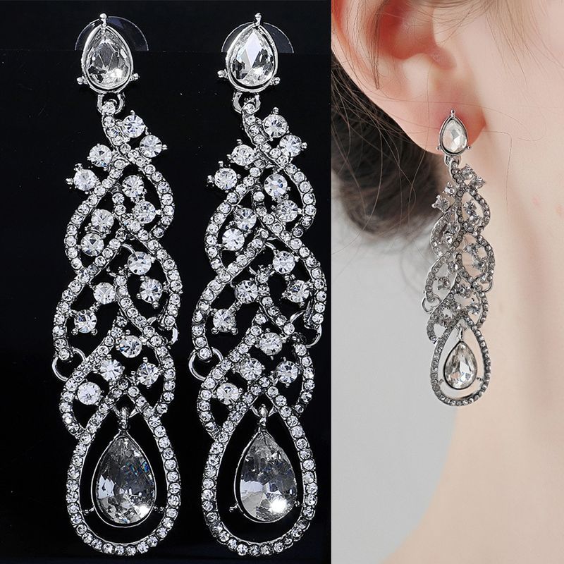 Fashion Rhinestone Long Tassel Earrings Wholesale Nihaojewelry