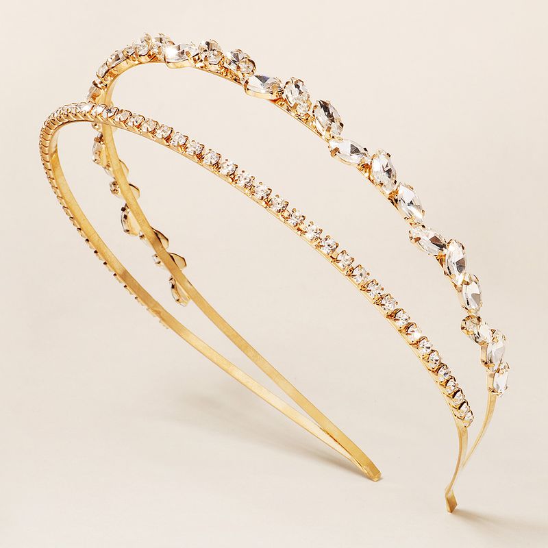 Forest Style Ornament Simple Outing Metal Rhinestone Headband Handmade Double Layer Delicate Girl Headband Temperament Hair Pressing Hairpin