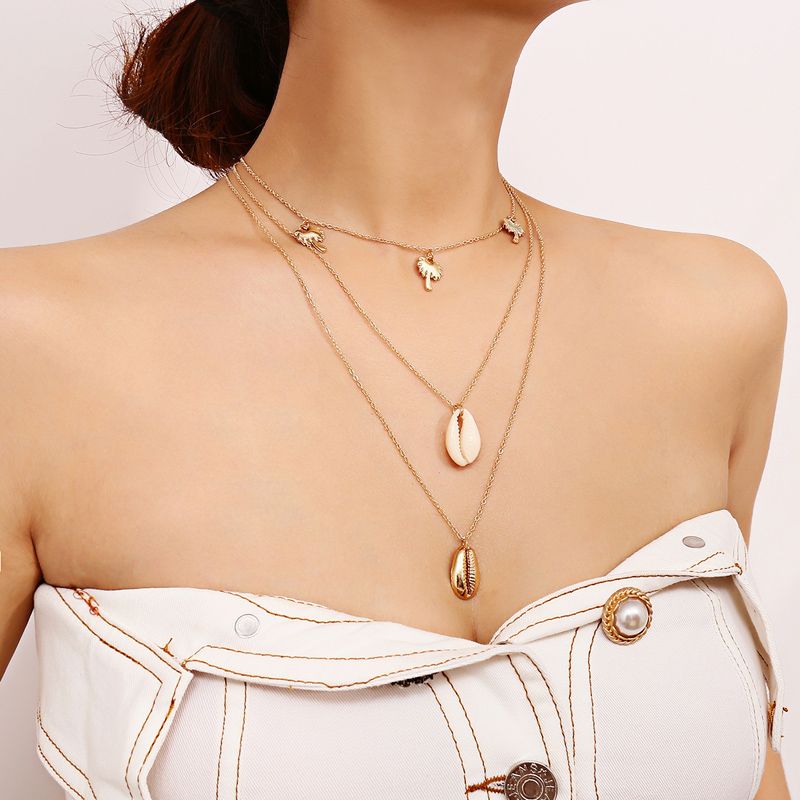 Mode Shell Star Kokosnuss Anhänger Mehrschichtige Halskette Großhandel Nihaojewelry