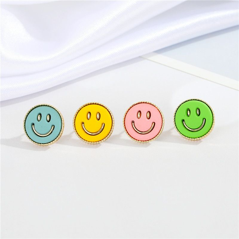 Shuo Europe And America Cross Border New Accessories Personalized Fashion Smiley Stud Earrings Creative Simple Temperament Eardrops Earrings For Women