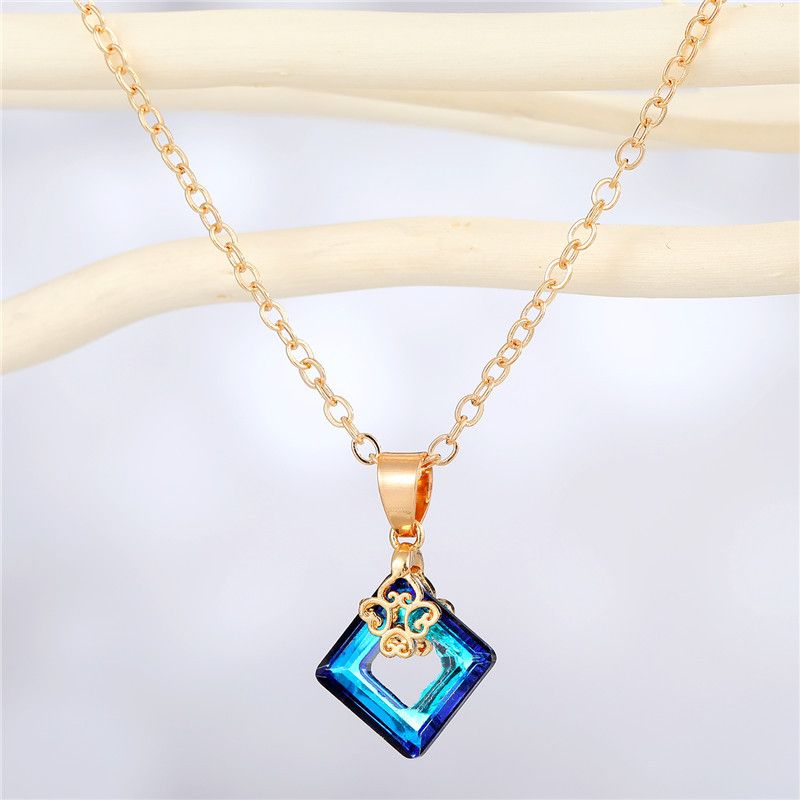 Mode Transparente Quadratische Harzanhänger Halskette Großhandel Nihaojewelry
