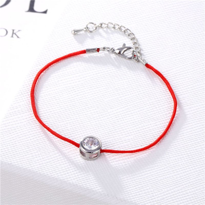 Wholesale Jewelry Red String Rope Copper Inlaid Round Zircon Bracelet Nihaojewelry