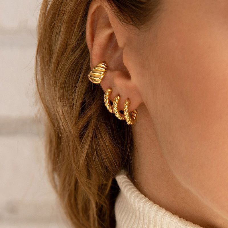 Retro C-shaped Twist Copper Earrings Wholesale Nihaojewelry