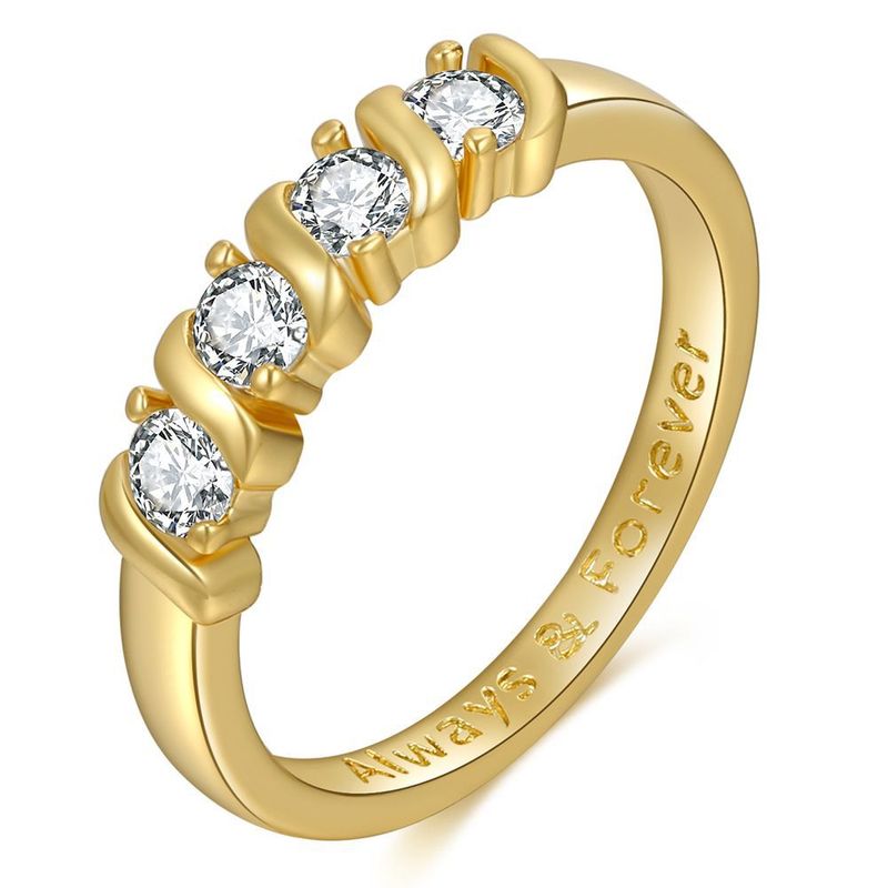 European And American Simple Style New Ring Zircon Ring Female Copper Plated 18k Gold Jewelry Spot