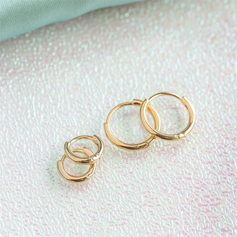 Simple Smooth Circle Gold Plated Copper Ear Buckle Wholesale Nihaojewelry