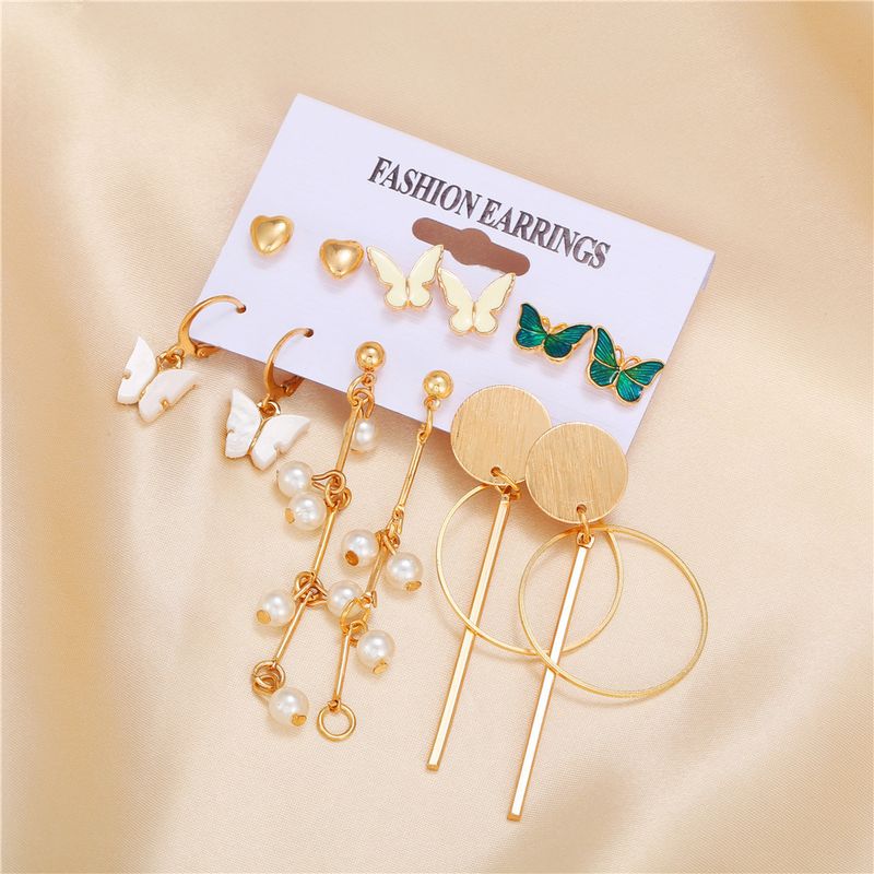Fashion Shell Butterfly Pendant Large Circle Earrings Set Wholesale Nihaojewelry