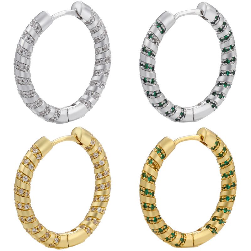 Boucles D&#39;oreilles Cercle Arc-en-ciel Zircon Coloré Rétro En Gros Nihaojewelry