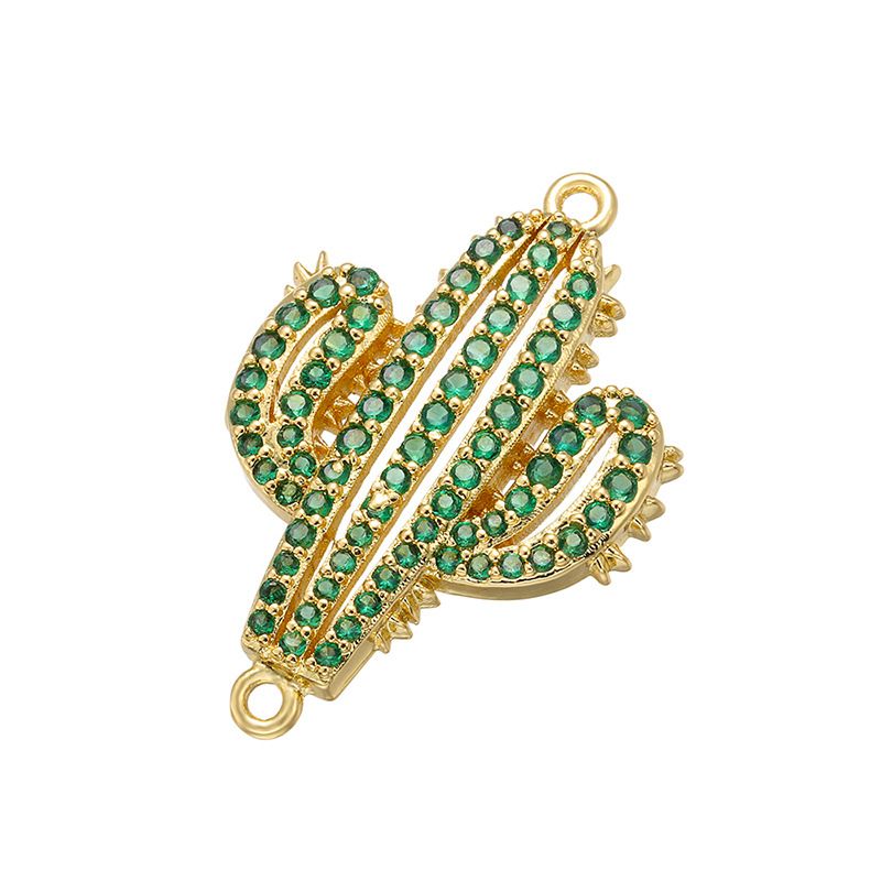 Fashion Micro Green Inlaid Zirconium Cactus Bracelet Necklace Pendant Wholesale Nihaojewelry