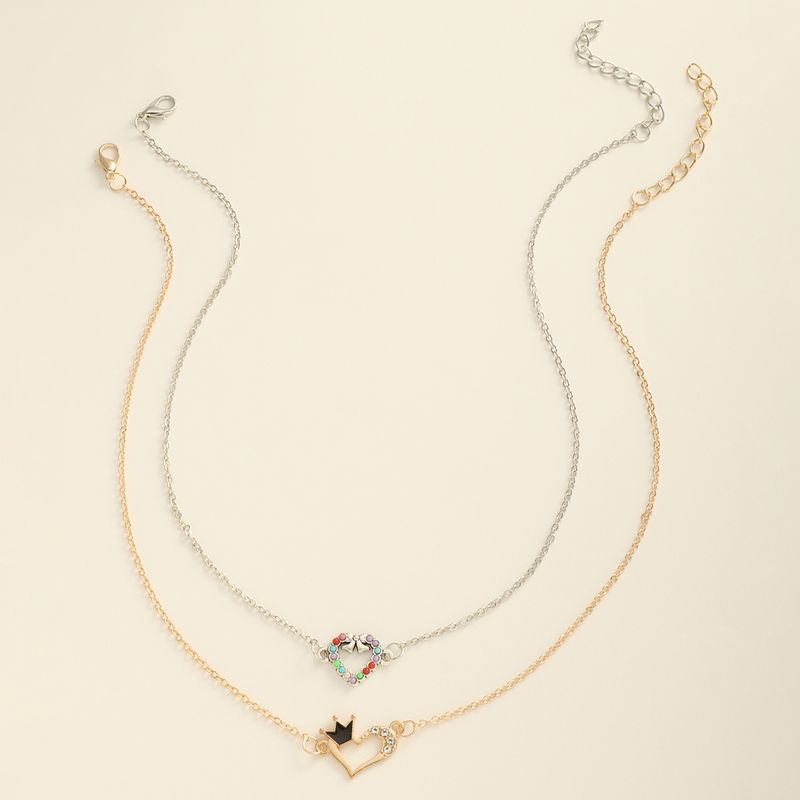 Fashion Heart Crown Pendent Necklace Set Wholesale Nihaojewelry