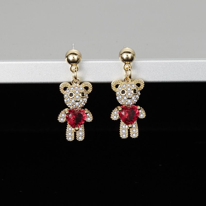 Fashion Small Bear Copper Stud Earrings Wholesale Nihaojewelry
