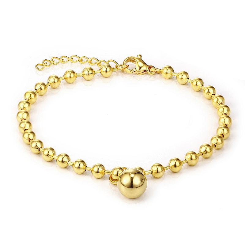 Wholesale Jewelry Golden Beaded Ball Pendant Stainless Steel Bracelet Nihaojewelry