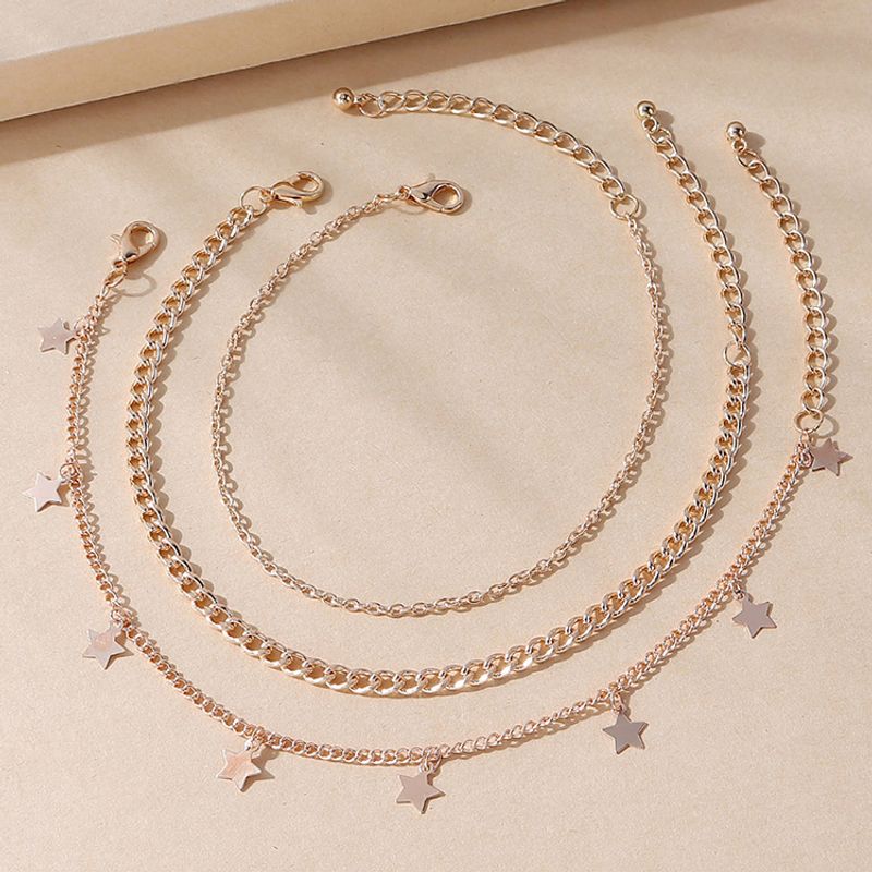 Simple Small Star Chain Multi-layer Copper Anklet Wholesale Nihaojewelry