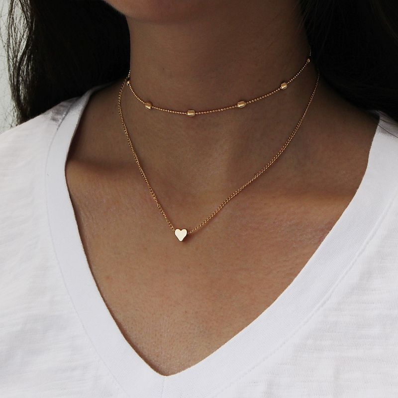 New Creative Simple Fashion Temperament Women's Jewelry Cute Love Round Beads Multi-layer Necklace