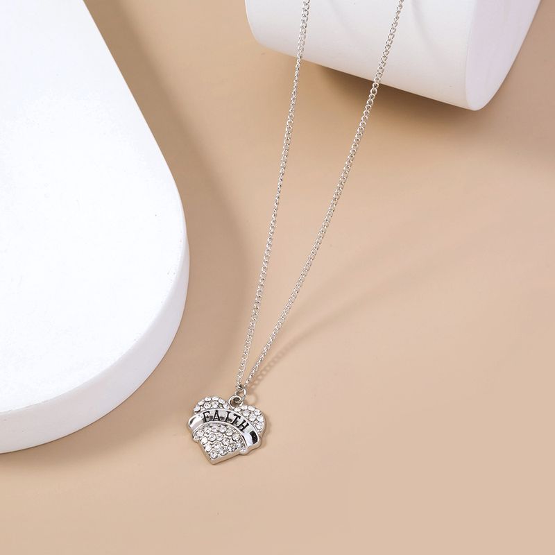 Best Seller In Europe And America Fresh Micro-inlaid White Diamond Love Necklace Ins Cold Style Letter Faith Simple Clavicle Chain